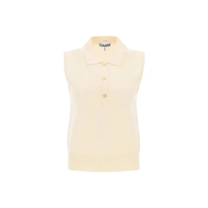 GANNI Logo Button Knitted Vest-0