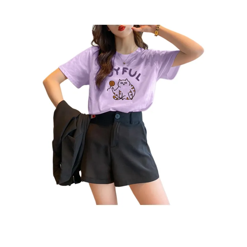 Tonlion T Shirt Women's Light Purple-0