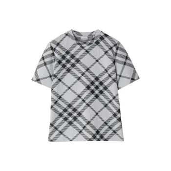 Burberry Checked Stretch Crewneck T Shirt