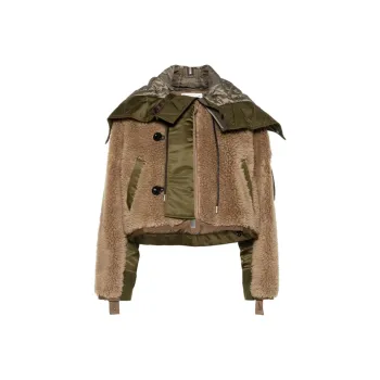 Sacai Faux Shearling Nylon Twill Blouson 'Beige/Olive'