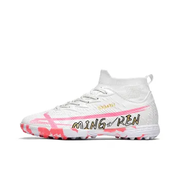 Binary Cushioning Abrasion Resistant Lightweight Soccer Shoes Unisex White