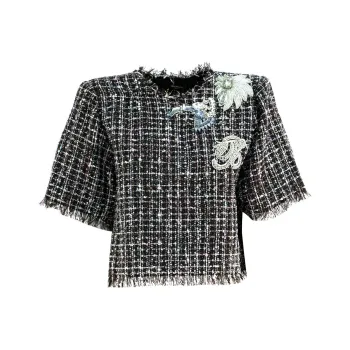 BALMAIN Appliqué Tweed T shirt