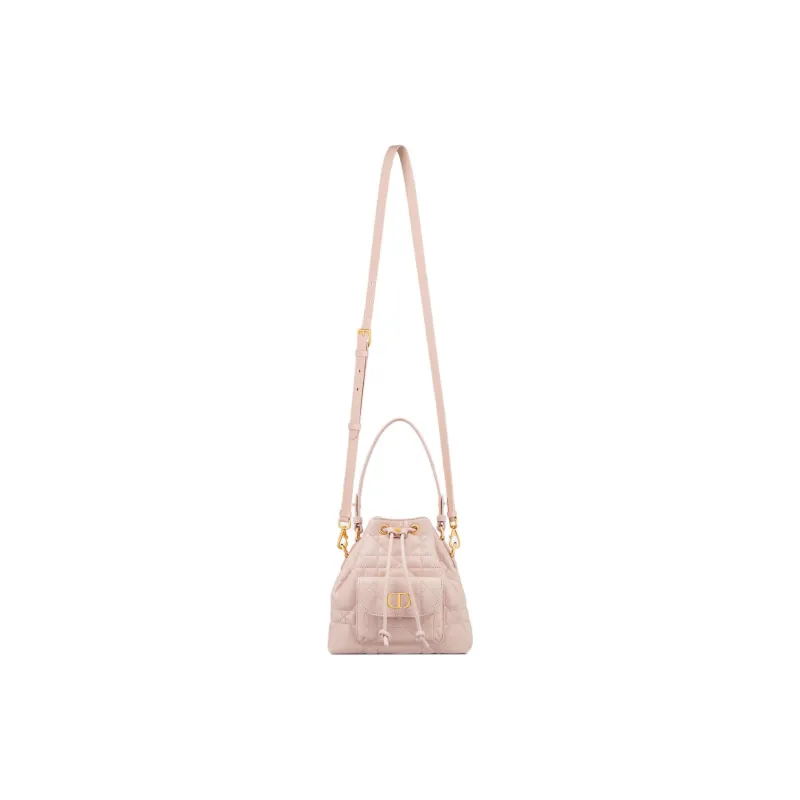 DIOR Caro Sheepskin With Calfskin Bucket Bag, Shoulder Bag, Crossbody Bag, Handbag Mini Women's Pink-1