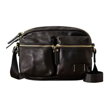 Back Step Cow Leather Crossbody Bag Men's Black/Coffee