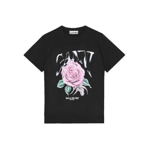 GANNI Basic Jersey Rose Relaxed T Shirt