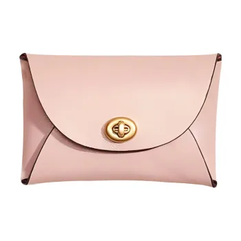 COACH Pouch Pebbled Leather Handbag Clutch Coin Purse Mini Women's Metal Pink