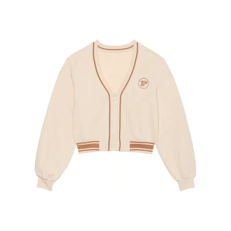 Victoria's Secret PINK Ivy Fleece Front-Zip Cardigan / White Shell Sweatshirt Women's Shell White-0