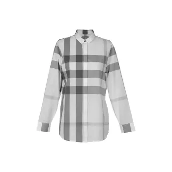 Burberry Check Cotton Shirt Check Light Gery