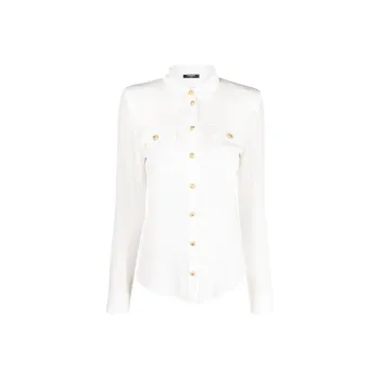 BALMAIN Padded Shoulders Silk Blouse