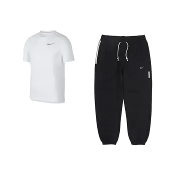 Nike Casual Sportswear Men Set White Top+Black Sweatpants