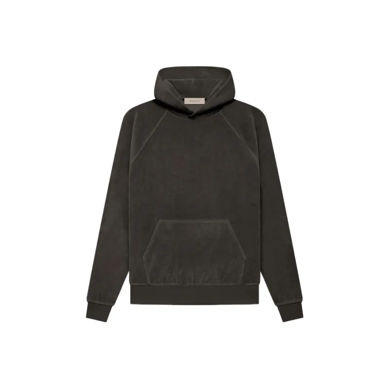 Fear Of God Essentials FW22 Women'ss Velour Hoodie Off Black Sweatshirt Women's Gray Black-0