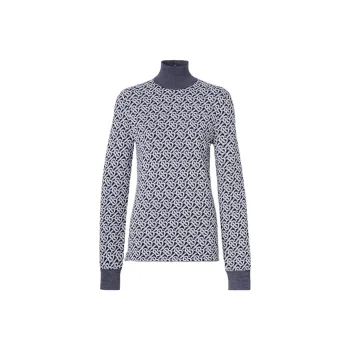 Burberry Monogram Wool Jacquard Turtleneck Sweater 'Dark Charcoal Blue'