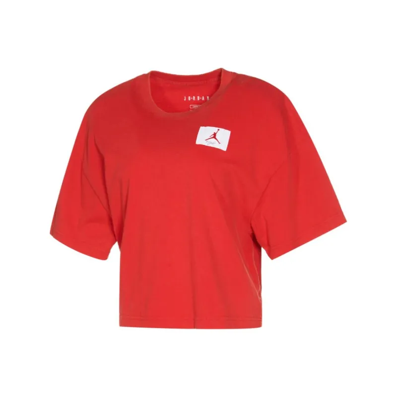 Jordan Drop Shoulder Sleeve T-Shirt Women's Red-0