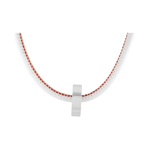 CALVIN KLEIN Stainless Steel, Leather Necklaces Women's White
