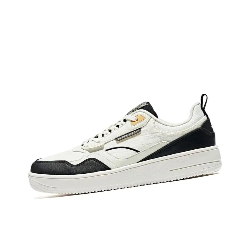 Erke Imprint Anti Slip Wear Resistant Low Top Skateboard Shoes Men's White Black-3