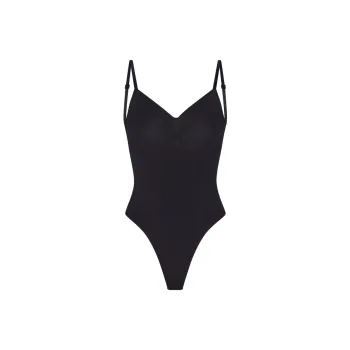 SKIMS SEAMLESS SCULPT PETITE THONG BODYSUIT Bodysuits Women's ONYX/Onyx