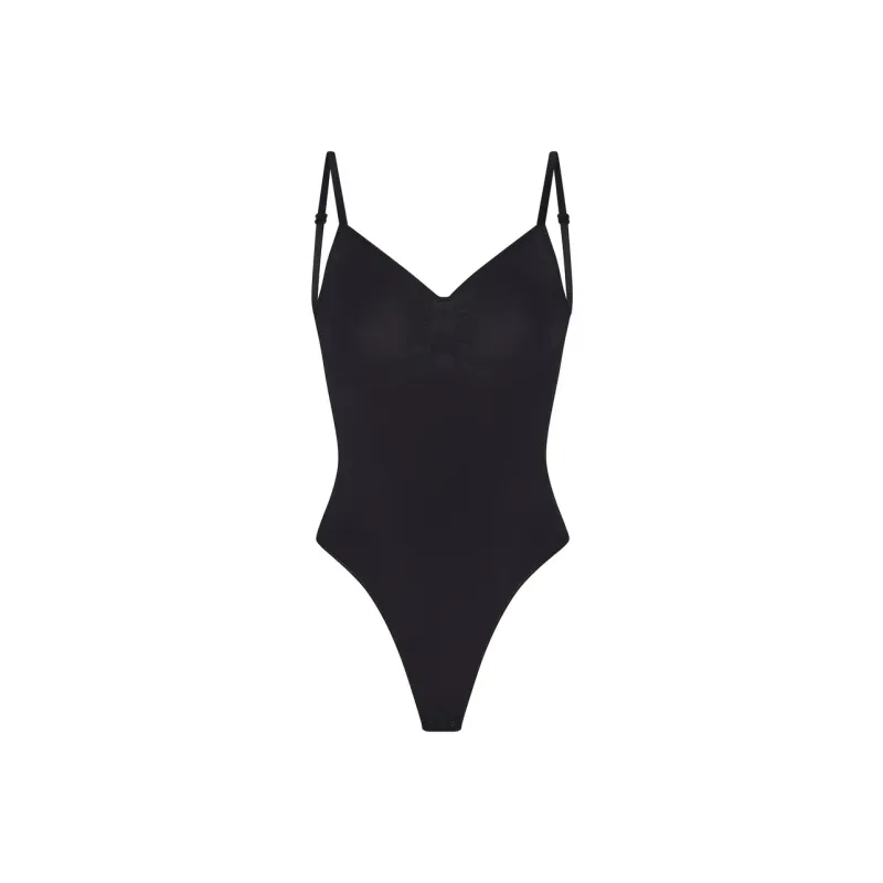 SKIMS SEAMLESS SCULPT PETITE THONG BODYSUIT Bodysuits Women's ONYX/Onyx-0
