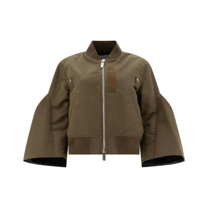 Sacai Puff Sleeved Panelled Bomber Jacket-0