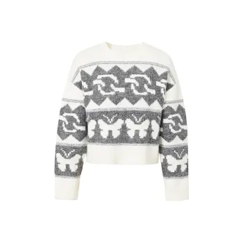 Hopeshow Knitwear Women's White Base With Flowers