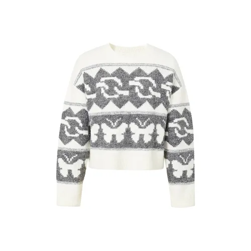 Hopeshow Knitwear Women's White Base With Flowers