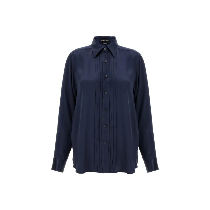 TOM FORD Pintuck-Detailed Long-Sleeved Shirt-0