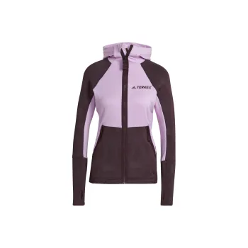 Adidas Terrex Tech Flooce Hooded Hiking Fleece Jacket Jackets Coats Women's Lilac