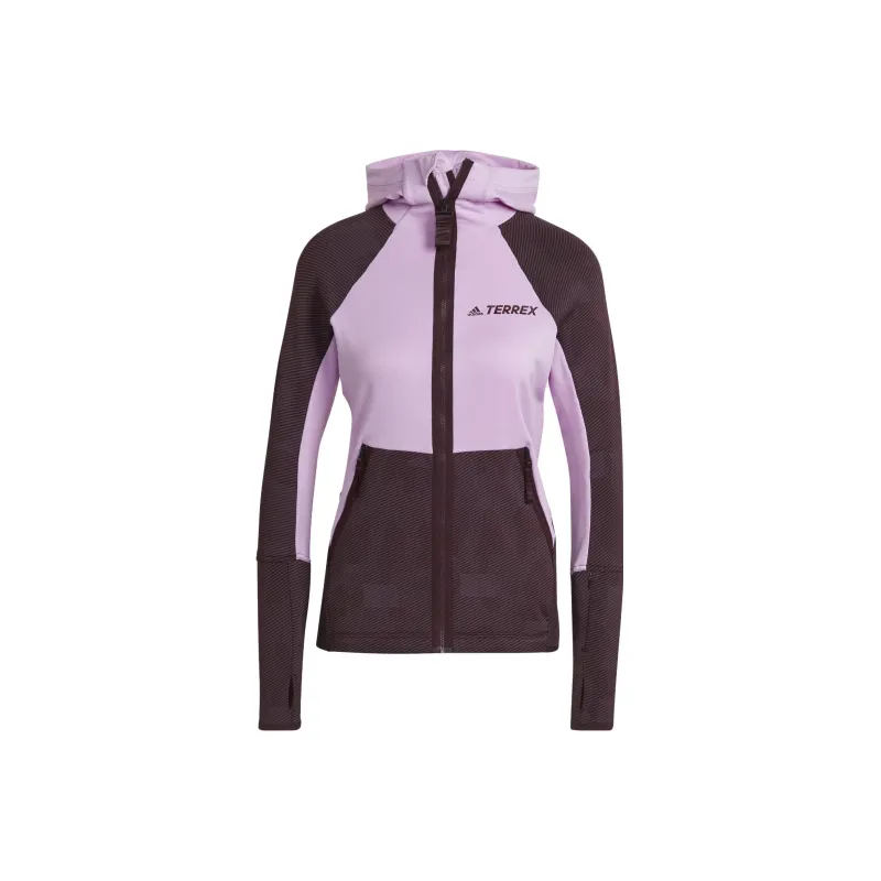 Adidas Terrex Tech Flooce Hooded Hiking Fleece Jacket Jackets Coats Women's Lilac-0