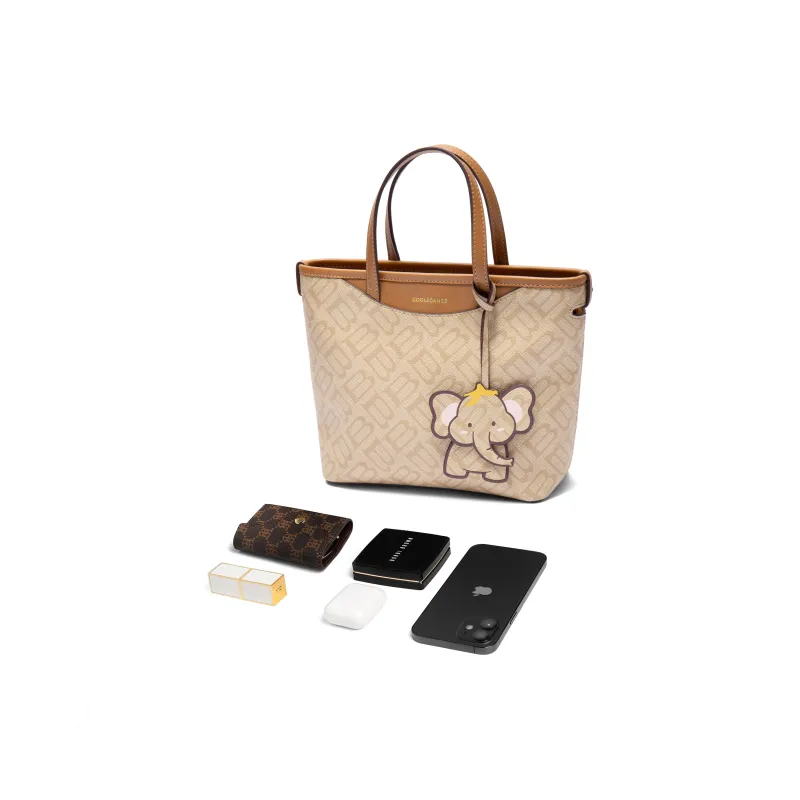BELLE Artificial Leather With Cow Leather Handbag Medium Size Women's-4