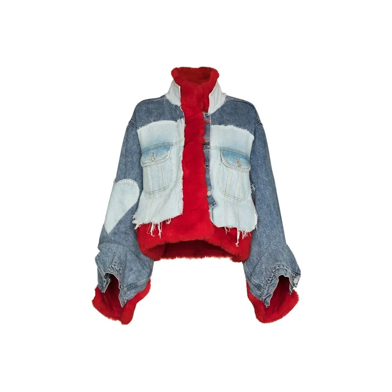 NATASHA ZINKO Faux Fur Denim Jacket-0