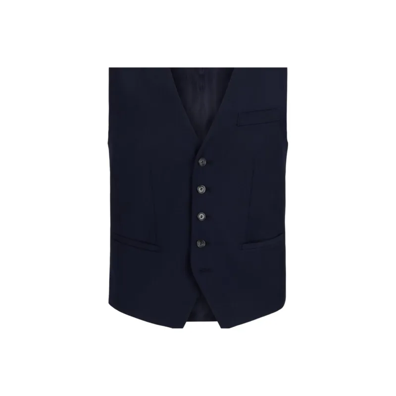 HUGO BOSS Slim-Fit Waistcoat In Virgin Wool With Stretoh Vest Men's Dark Blue-1