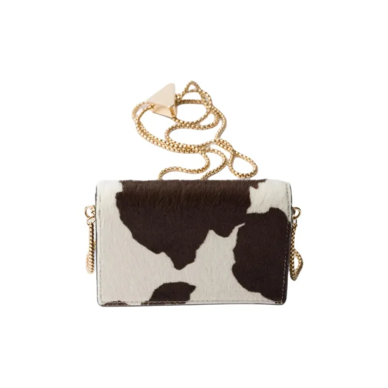 PRADA Cow Leather Shoulder Bag Women's White & Dark Brown-2