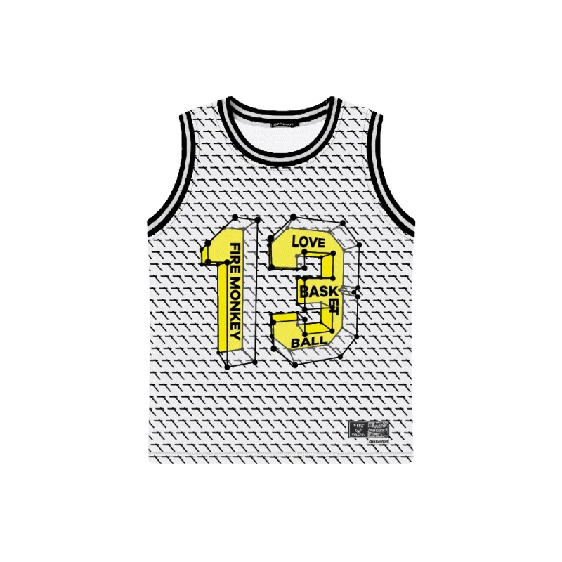 FireMonkey Basketball Jersey Unisex Textured White-0