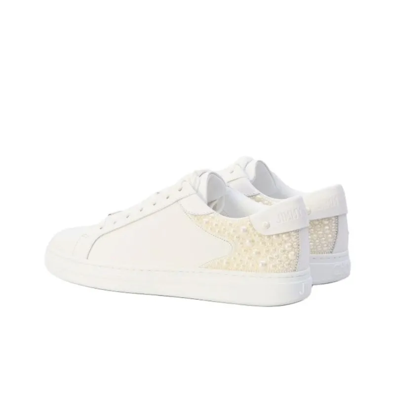 Jimmy Choo Rome Low Top Skateboard Shoes Women's White-3
