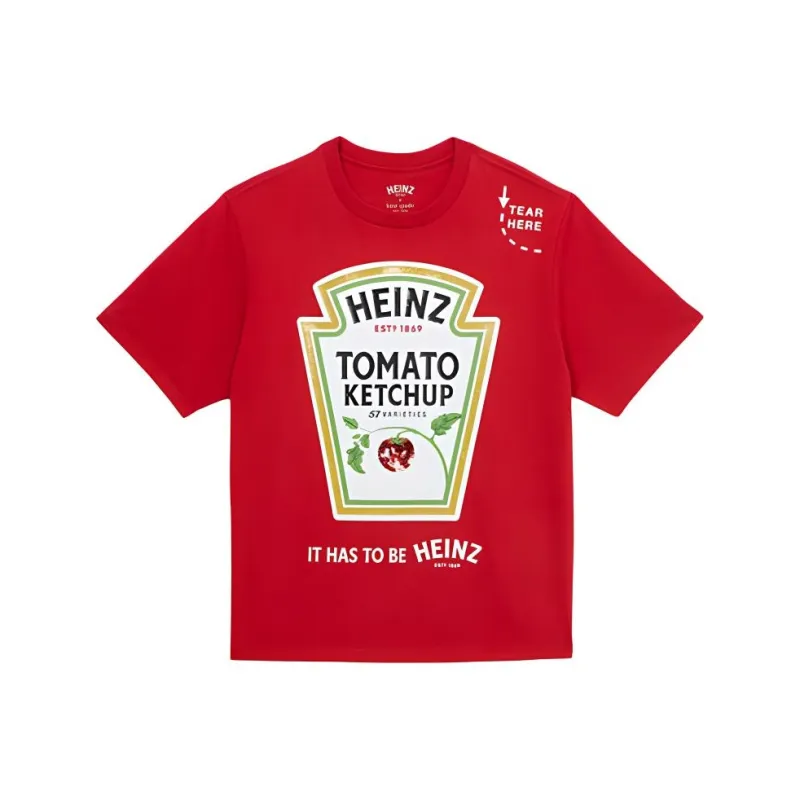 Kate Spade x Heinz Letter Print Crew Neck Short-Sleeved T-Shirt T-Shirt Women's Red-0