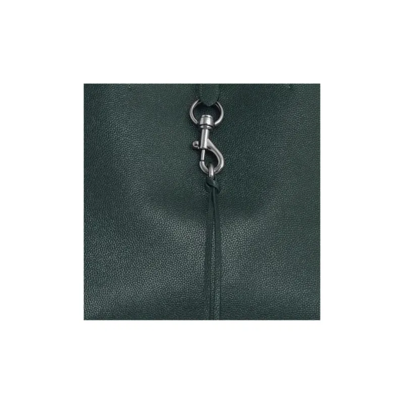 REBECCA MINKOFF Genuine Leather Tote Bag Shopping Bag Handbag Women's Deep Jade Color With Bronze Accents-3