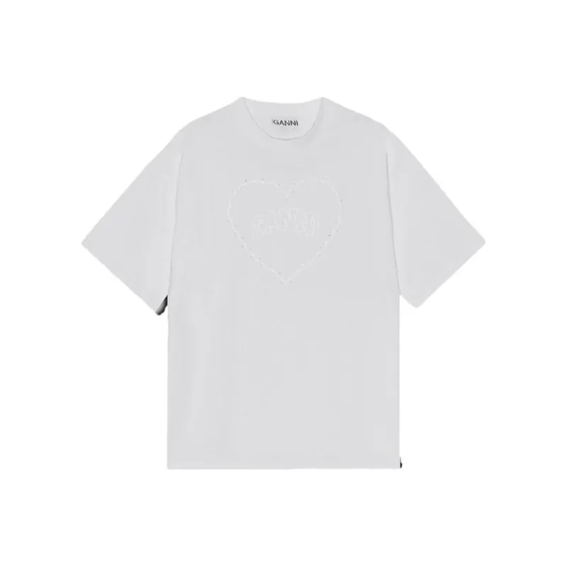 GANNI Logo Embroidered Crewneck T Shirt-0