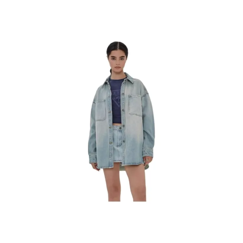 GUESS Shirts Women's OTLW-Light Blue-0