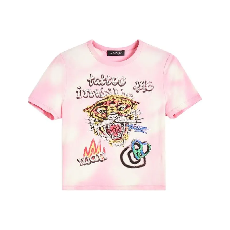 Ed Hardy SS24 Regular T Shirt Women's Cherry Blossom Pink-0