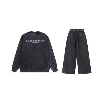 JIANWANG Sweatshirt Set Unisex Black
