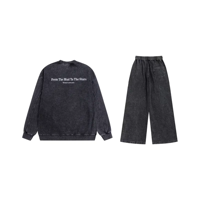 JIANWANG Sweatshirt Set Unisex Black-0