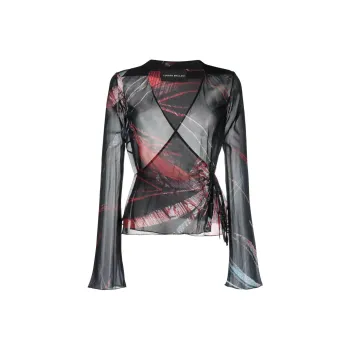 Louisa Ballou Abstract pattern Stretch silk Wrap Blouse