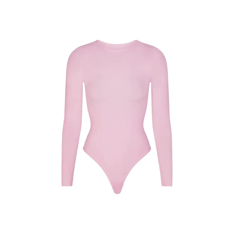 SKIMS ESSENTIAL CREW NECK LONG SLEEVE BODYSUIT Bodysuits Women's CHERRY BLOSSOM/Cherry Blossom-0