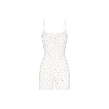 SKIMS Wedding Dress Series SOFT LOUNGE LACE ONESIE Bodysuits Women's NEON ORCHID ROSE PRINT/Neon Orchid Rose Print