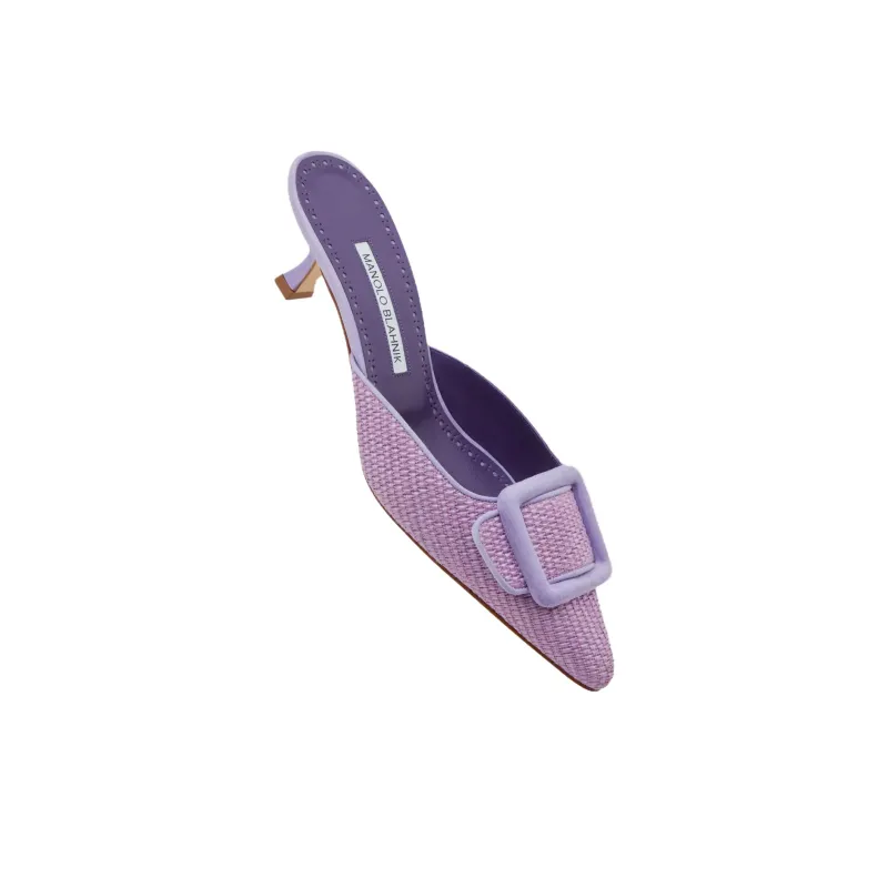 MANOLO BLAHNIK Maysalebi Closed Toe Slippers 5cm Women's Purple-3