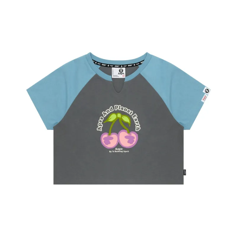 Aape Cherry motif Cropped T shirt-0