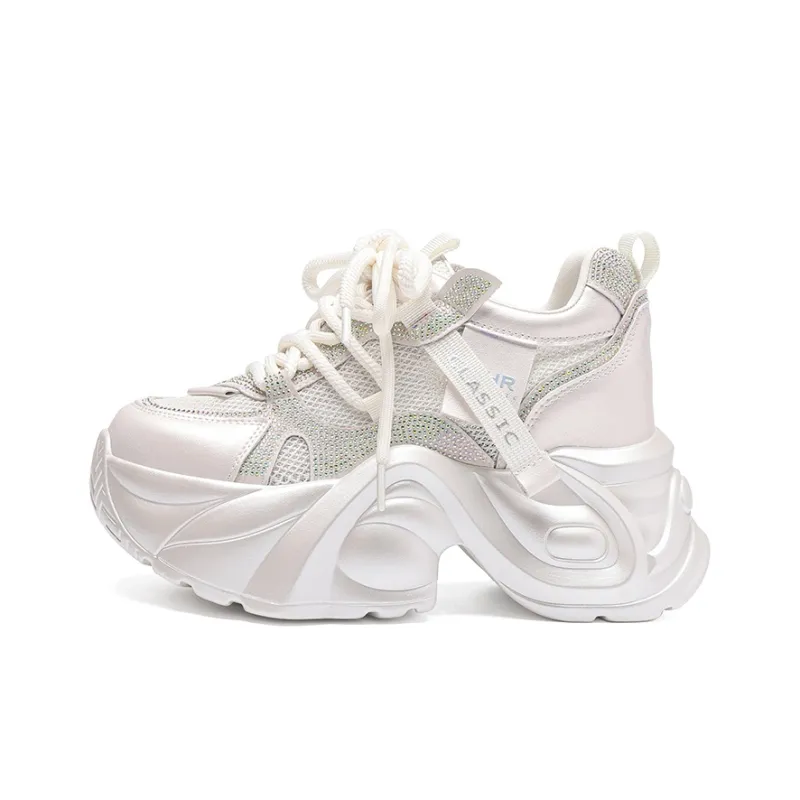 ZHR Baby's Breath Abrasion Resistant Coverage Height Increase Low Top Chunky Sneakers Women's-0