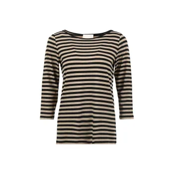 I BLUES SS24 T-Shirt Women's Black Brown Stripes