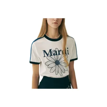 MARDI MERCREDI SS25 T Shirt Women's Ivory Marine Blue Korean Style