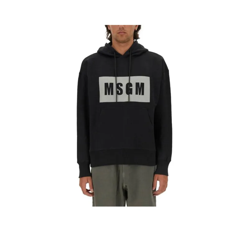 MSGM Logo Printed Drawstring Hoodie-0