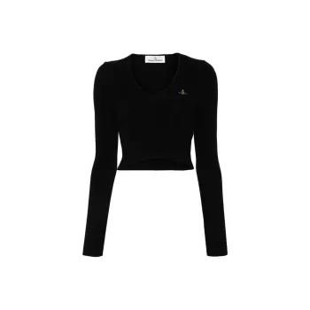 Vivienne Westwood Bea Cropped V Neck Jumper